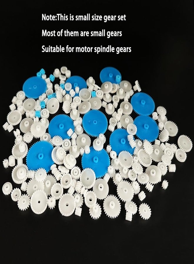 URIMPAVIDO 200PCS Module 0.5 Plastic Gear Single Gear Spindle Gear Small Motor Gears for DC Motor RC Car Robot DIY Model Toy Parts (White,Blue) - Image 3